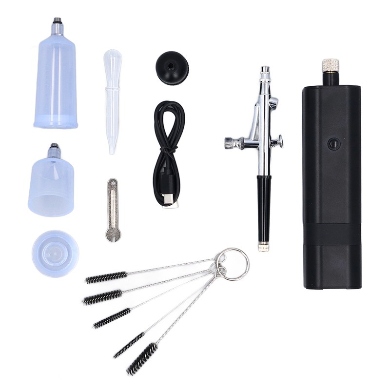 Airbrush Kit 32PSI High Pressure Adjustable Airflow 0.3mm Nozzle Rechargeable