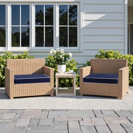 MIULEE 17 x 16 x 2 Outdoor Chair Cushions,Waterproof Seat Cushions with Adjustable Straps,Set of 2 Patio Chair Cushions for Patio Furniture Garden,Navy Blue