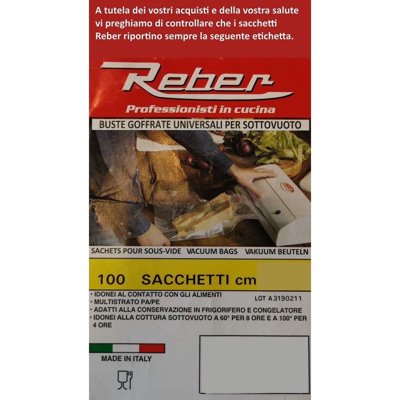 REBER 7952012 6745 N Beutel mit 100 Vakuumbeuteln 15x25 Küchenbehälter,