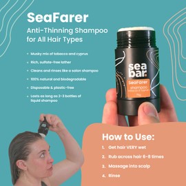 SeaBar Shampoo Bar - All Natural Hair Shampoo - Vegan, Sulfate-Free, Eco Friendly Zero Waste Reusable Packaging, SeaFarer