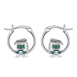 JERWLI Cute Frog Earrings for Women 925 Sterling Sliver Frog Hoop Earrings Animal Frog Jewellery Gifts for Women Lover