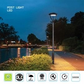 LED Post Lights for Garden, Yard or Patio, 5700K, DLC/ETL Listed, LED Street Area Post Top Light, Outdoor IP65 Waterproof, Pathway Commercial Pole Light, Yard Light Fixture (100W-1P)