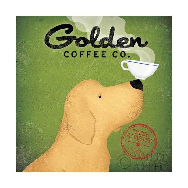 Golden Coffee Co by Ryan Fowler Coffee Sign Dog Lab Animals Print Poster