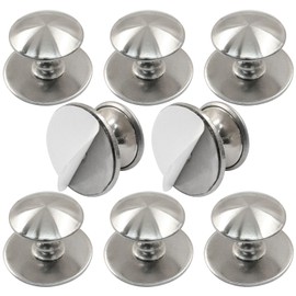Unlorspy 8Pcs Self-Adhesive Handle Knobs 35 x 24.5 mm(Base Dia*H) Self-Stick Drawer Knobs Round Stainless Steel Drawer Knobs with Adhesive for Dresser Drawers(Brushed Silver)