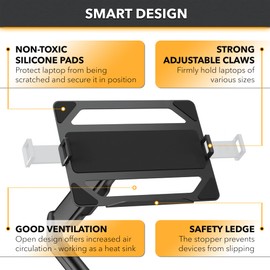 CondoMounts LTP8017 Laptop Wall Mount | Spring-Assisted Arm for 17"–32" Screens, Free-Tilting VESA Laptop Holder, Space-Saving Design, Heavy-Duty Build, Matte Black Finish, Easy DIY Installation