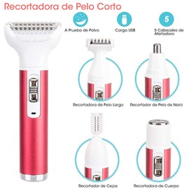 Depiladora para Mujeres, Sendowtek Eléctrica Depiladora Facial Recargable, Mojada y Seca, Afeitadora Electrica Mujer para Vello Facial, Cejas, Axilas, Área del Bikini, Rasuradora Femenina (5 en 1)