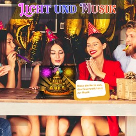 APOTODITO APOTODITO Geburtstagskarte mit Musik und Licht, 3D Pop Up Geburtstagskarte auf Deutsch mit Feuerwerk und Einblasbares Kerzen, Happy Birthday Geburtstagsgeschenk für Männer Frauen Kinder