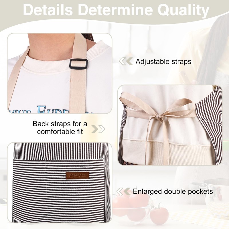 saerryor 2 Pack Unisex Adjustable Bib Apron with Pockets Cooking