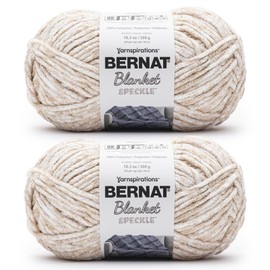 Bernat Blanket Speckle Cream Yarn - 2 Pack of 10.5oz/300g - Polyester - #6 Super Bulky - 220 Yards - Knitting & Crochet