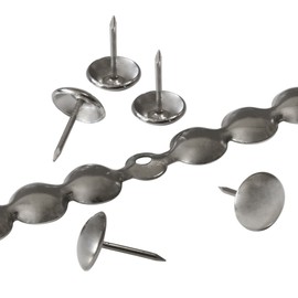 decotacks® Silver Upholstery Nailhead Trim, Silver Upholstery Nails/Tack, in Short (4in Long) Strips 7/16in (11mm) Head Diameter, Covers 6 Meters (6,6 Yards) [Nickel/Silver Finish] DX0511NI-S6M