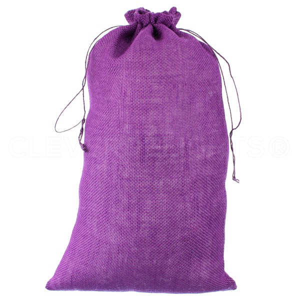 CleverDelights Purple Burlap Bags - 12" x 20" - 2 Pack - Natural Jute Burlap Drawstring Pouch Bag