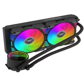 Liquid Cooled Water Cooled ARGB LC-360 Black-360mm Radiator, RGB & PWM Addressable Fans & Pump AIO Intel AMD CPU Gaming Fan (240mm)