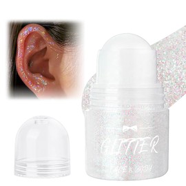 Glitter Gel Roll-On for Hair, Roll-On Body Glitter Gel, Mermaid Glitter Make-Up, Body Glitter, Long-Lasting Powder for Festival, Masquerade, Birthday MakeupBody, Face, Hair, Lips (#1 White)