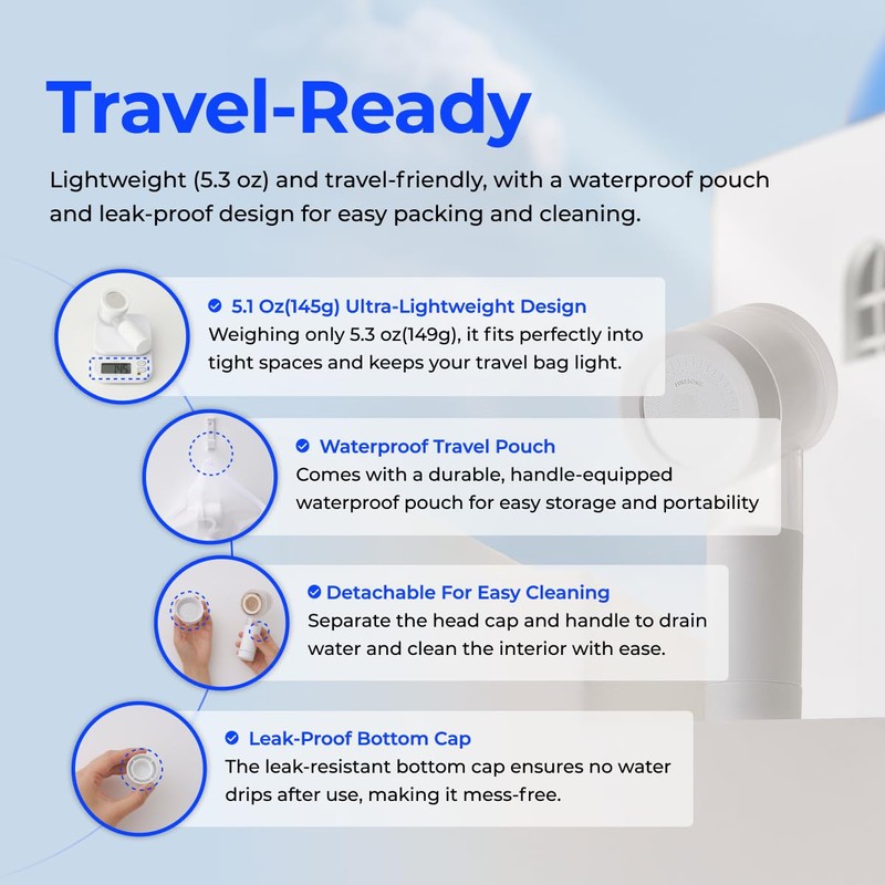 BODYLUV Puresome Travel Mini Shower Head Set with Pure Filter