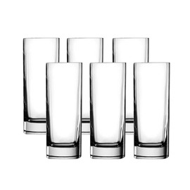 Luigi Bormioli Strauss 13.25 Oz Long Drink Glasses - Set of 6 Square-Shaped Highball Glassware, Made in Italy for Cocktails, Water, Juice, Spirits - Dishwasher Safe Drinkware