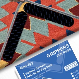 NewUgly 16 Pcs Rug Tapes, Rug Grippers for Hardwood Floors, Non Slip Rug Conner Gripper, Reusable Double Sided Rug Pads for Area Rugs Keep Corners Flat