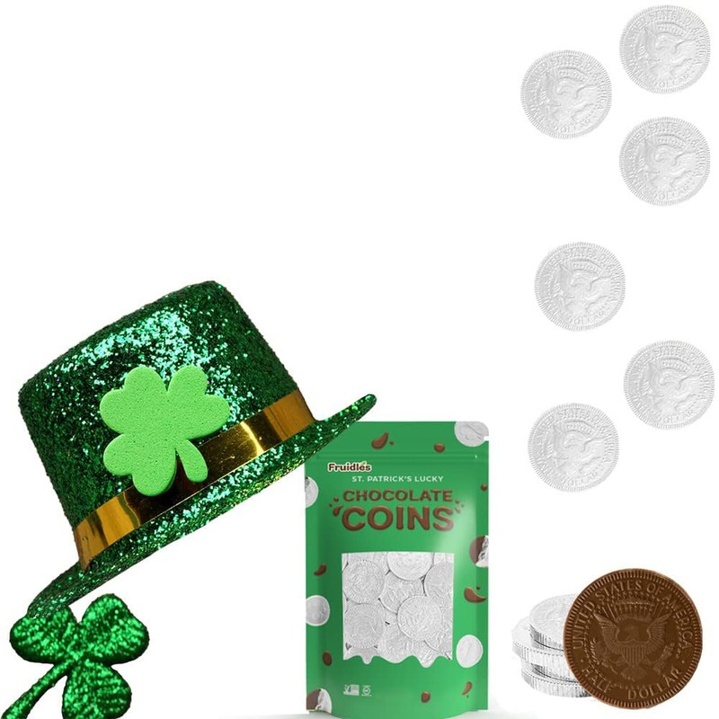 St. Patrick's Day Dark Chocolate Silver Coins, Dairy-Free Bittersweet Chocolate,