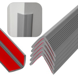 Rubber Bond Wall Corner Guard Edge Protector, Baby Proofing Corner Guards | Self-Adhesive Furniture Edge Strips for Home & Office (Grey, 5 Pack)