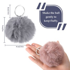 DHFUCNKO 2Pcs Pom Pom Keyrings Womens Faux Fur Fluffy Pompom Keychain Cute Soft Keyring Pom Pom Charm Hanging with Car Key Backpack Handbag Fluffy Keyring Keychain Car Key Backpack Hanging Ornament