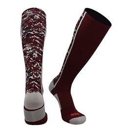 TCK Digital Camo OTC Socks (Maroon/Grey, Small)
