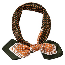 Mayoii Silk Bandana for Men – Satin Neckerchief Square Neck Scarf Lightweight Fashion Accessory for Formal, Business, or Casual Wear– 70 x 70 cm (Military green)