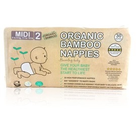 Beaming Baby Organic Bamboo Eco Nappies Size 2 (5-8 kg/11-18 lb) 30 in Pack. Biodegradable, Hypoallergenic for Sensitive Skin, Recyclable Paper Packaging
