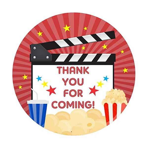 Movie Night Thank You Stickers 24pcs, for Girl or Boy,