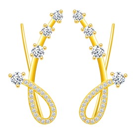 Yumilok Bling Women's Stud Earrings Ear Cuffs 7 Crystals Music Note 925 Sterling Silver Hypoallergenic Ear Cuffs for Women Girls, Sterling Silver Cubic Zirconia