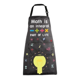 MEIKIUP Math Apron with Pockets Teacher Inspired Gifts Math Is an Integral Part of Life Apron for Mathematics Kitchen Cooking Gifts (Math Apron-UK)