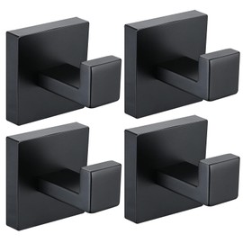 Taucent Matte Black Bath Towel Hook,4 Pack Robe Hook for Bathroom Wall Mounted Heavy Duty Hook 304 Stainless Steel Robe Hooks for Bathroom Kitchen