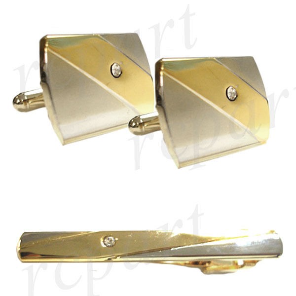New Men's Cufflinks Cuff Link Rectangle Wedding Party Prom Gold Silver Crystal