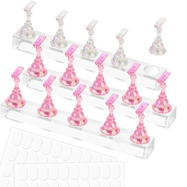 Difenni Nail Stand for Press Ons, Nail Holder for Painting Nails, Magnetic Fake Nail Stands Tips, 3 Nail Holder with Double-sided Tape Practice Nail Art Tools