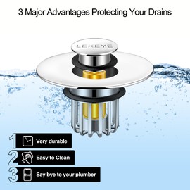 LEKEYE Bathroom Sink Stopper | Shower Drain Hair Catcher | Pop-up Sink Drain Stopper with Strainer | Bathroom Sink Plug for 1-1/8"to 1-3/8" to 1-1/2" Sink Drain Hole
