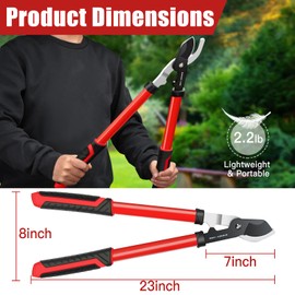 DRM-GDNER 23" Bypass Lopper,Heavy Duty Branch Cutter with 2" Cutting Capacity,Tree Trimmer for Gardening, Enhanced Handheld Triangle Iron Tube Lopper