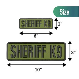 Sheriff K9 Vest Patch for Plate Carrier - 3X10 and 2X6 inches Sheriff Patches with Hook for Tactical Vest Jacket Clothing Uniform Cap Backpack - Embroidered Sheriff Tactical Patches Od Green