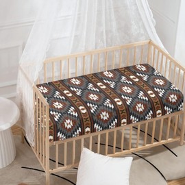 Streeyiu Southwest Baby Crib Sheets for Boys Girls Aztec Themed Fitted Crib Sheet for Standard Crib and Toddler Mattress Brown Baby Mattress Sheets Toddler Bed Sheet 52x28x8 in