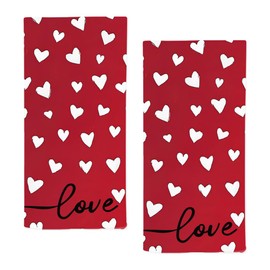 qiuhuang Valentines Hand Towels Set of 2 Love Letters Decorative Bathroom Towels Soft Absorbent Love Hand Towels for Bathroom Housewarming Valentines Gifts Home Washcloth 28.7X 13.7 Inch