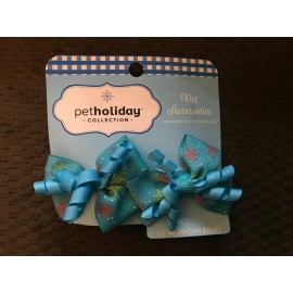 Pet Holiday Blue Snowflake Dog Bows - Pet Holiday