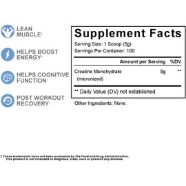 Revival Premium Micronized Creatine Monohydrate - HPLC Tested 100% Pure Grade - 500g (100 Servings) - Supports Lean Muscle Growth - Maximum Absorption - Unflavored - Made in USA & 3rd Party Lab Tested