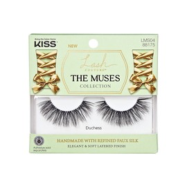 KISS Lash Couture The Muses Collection False Eyelashes - Duchess, Black, Wispy, Doll-Like, Refined Faux Silk, Contact Lens Friendly, Pliable Band, Comfortable, Reusable, Cruelty Free, Vegan | 1 Pair
