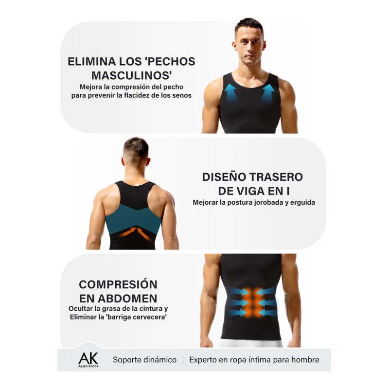Playera Corregir Postura Hombre Faja Cinturillas Arjen Kroos