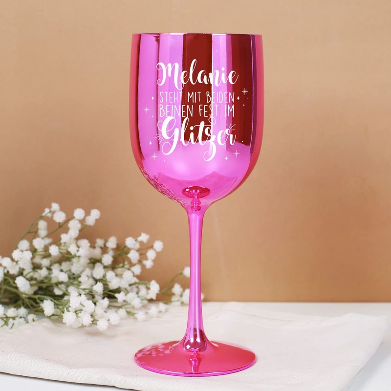 Herz & Heim® High Gloss Plastic Wine Goblet with Engraving