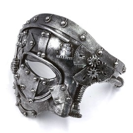 ENN LLC Venetian Mask Phantom of the Opera Opera Cyborg Steampunk Mask Cosplay Costume Halloween (Antique Silver)