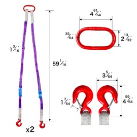 SENKEYFE Lifting Slings Straps with Hooks 2 Ton (2 Pack) Capacity Polyester Webbing Purple Rigging Straps 5ft 4400lbs for Engines Cranes Hoists