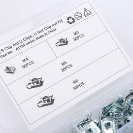 U Type Clips and Nuts,Spire Nuts 160Pcs Car U Clips Chimney Nut 304 Stainless Steel Fastener M4 M5 M6 M8 Nuts and Assortment Kit,M6 Clip Nut for Motorcycle Car
