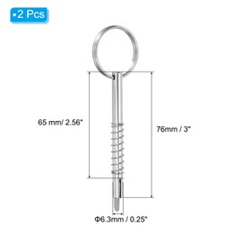 PATIKIL 2pcs 316 Stainless Steel Quick Release Pin Bimini Top Pin Available Length 65mm Total Length 76mm Diameter 6.3mm Boat Marine Hardware with Drop Cam and Spring for Deck Boat Bimini Top