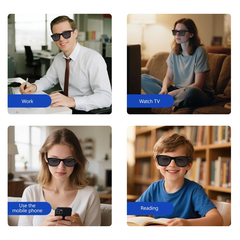 SNBUHA 4 Pcs Pinhole Glasses, Grid-Glasses for Eyesight Improvement and
