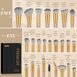 MAANGE Brochas para Maquillaje Profesional 25 Piezas Set de Brochas Maquillaje Kabuki Sombra de Ojos Brocha Maquillaje con Caja de Regalo Gran Aplicación Suaves y Cruelty Free (Rosa)