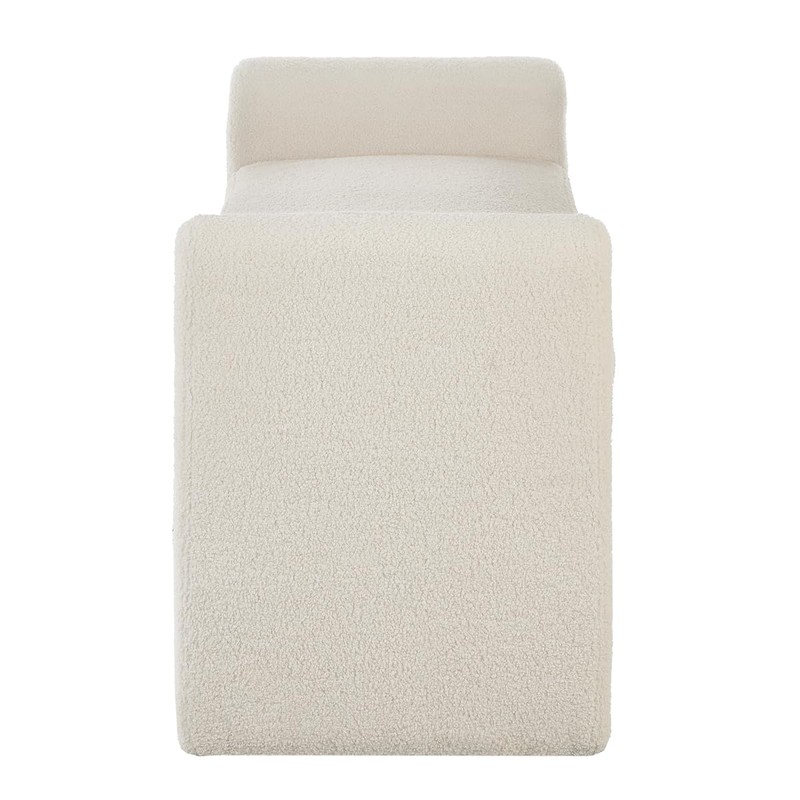 24KF Modern Boucle Teddy Lovely Bench, Upholstered Bed Bench Entryway