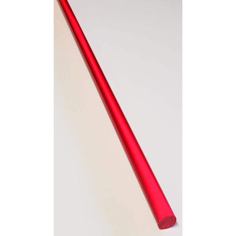 1Pc 1/2" x 36" Long Clear RED Translucent Acrylic Plexiglass